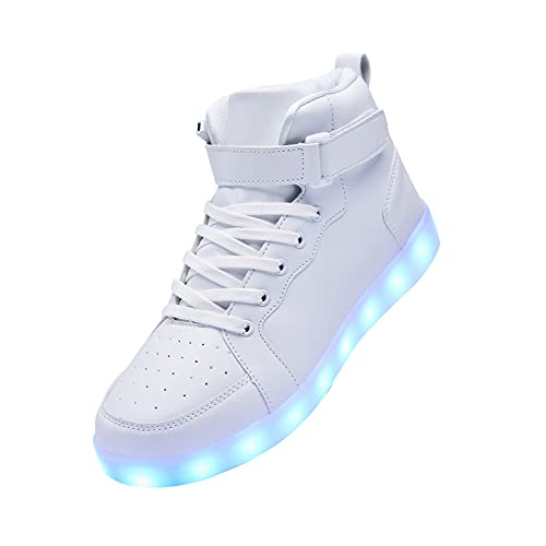 YIQIZQ Led Light Up Shoes High Top Sneakers for Women Men Hip-Hop Dancing Shoes for Halloween Christmas Party with USB Charging White 43