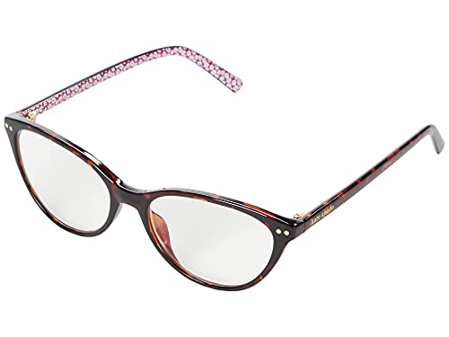 Kate Spade New York Women's Roanne Blue Light Readers Cat Eye Reading Glasses, Dark Havana/Demo Lens, 54mm, 16mm + 1.5