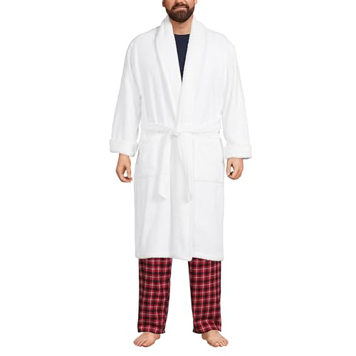 Lands' End Mens Calf Length Terry Robe White Regular XX-Large