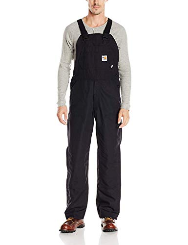 Carhartt Men's Flame Resistant Duck Bib Overall, Black, 42W x 30L