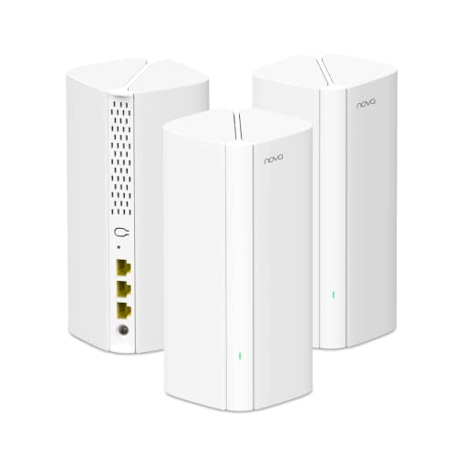Tenda AX3000 Mesh WiFi 6 System Nova MX12-7000 sq.ft WiFi Coverage for Whole Home - 1.7 GHz Quad-Core CPU - Dual-Band Mesh Network for 160+ Devices - 3 Gigabit Ports per Unit - 3-Pack