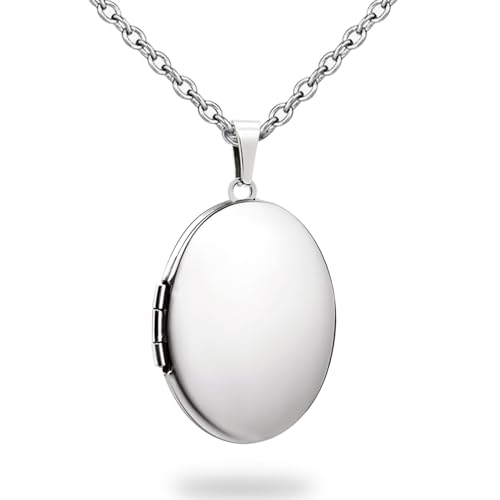 PHOCKSIN Silver Oval Locket Necklace For Women Locket Necklace that Hold Pictures For Girls Best Gifts for Birthday Mothers Day