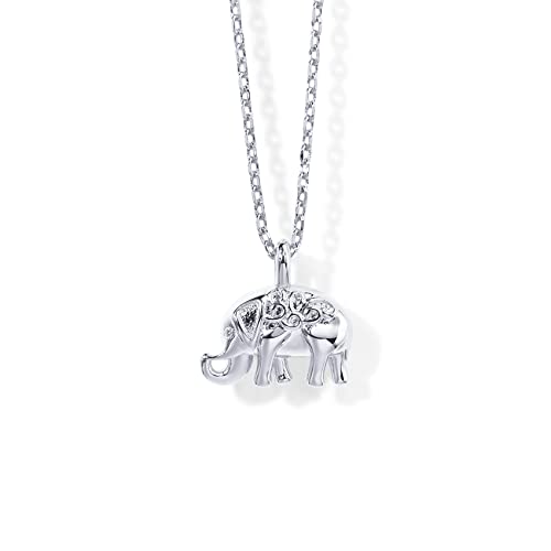 PAVOI Rhodium Plated Elephant Pendant Necklace | Friendship Cute Necklaces for Women | Elephant Necklaces