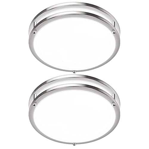 2-Pack 36W LED Ceiling Light Fixture (450W Equiv), 12IN Modern Flush Mount Ceiling Lights, Dimmable Ceiling Lamps Super Bright 2000LM, 3000K/4000K/5000K Adjustable for Bedroom Kitchen Bathroom Hallway