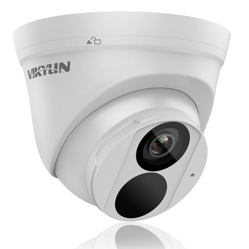 VIKYLIN Ultra HD 8MP Outdoor Security Camera, 4K IP Turret PoE Camera with Human Vehicle Detection, 2.8mm Fixed Lens, Built-in Mic, 100Ft IR Night Vision, Up to 256GB SD Card, IP67, IVS Detection