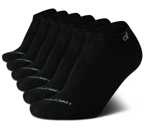 Calvin Klein Women's Athletic Socks - Cushion No Show Socks (6 Pack), Size 4-10, Black
