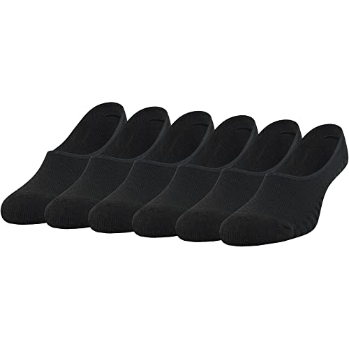 Peds Women's Zoned Cushion Mid Cut No Show Socks, 6-Pairs, Black, Shoe Size: 5-10