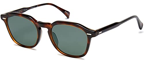 RAEN Ð Clyve Ð Mens Classic Round Sunglasses UV Protection - Espresso Tortoise/Green Polarized Lens (Size 52 MM)