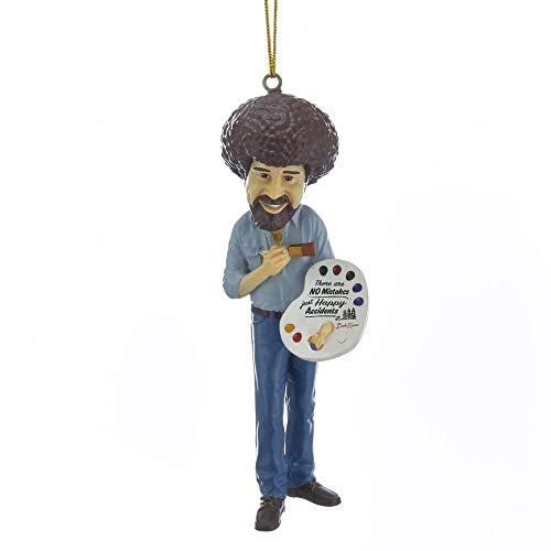 Kurt Adler BO2181 Bob Ross 'There Are No Mistakes, Just Happy Accidents' Figural Ornament