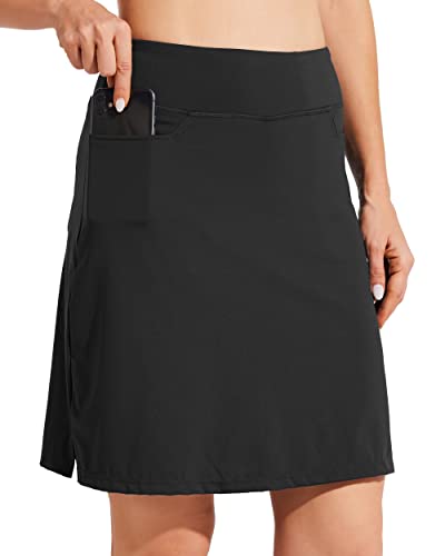 Willit Women's 19' Skort Skirt Tennis Golf Athletic Skirt Knee Length Casual Lightweight Skort with Pockets Black L