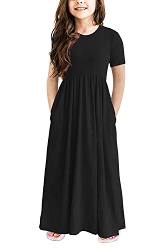 storeofbaby Big Girls Long Dress Lightweight Comfortable Pleated Maxi Dresses
