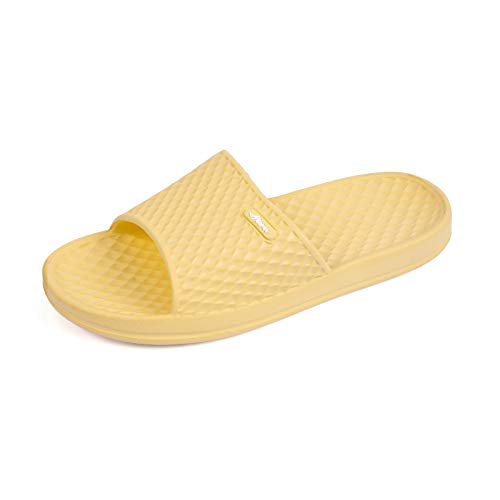 FUNKYMONKEY Womens Bathroom Shower Slippers Indoor Home Beach Non Slip Sandal (8 M US, Yellow)