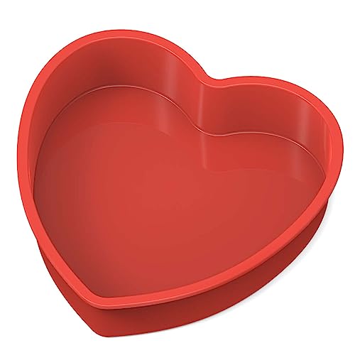 SILIVO Silicone Heart Shaped Cake Pans - 10 Inch Nonstick Heart Cake Mold, Heart Shaped Baking Pans for Cakes and Brownies