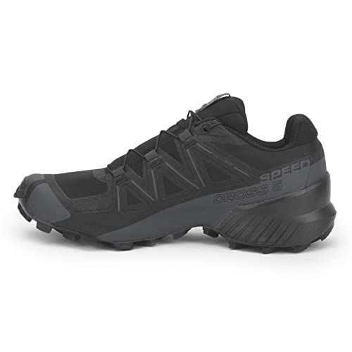 Salomon Speedcross 5 Trail Running Shoes for Men, Black/Black/Phantom, 12