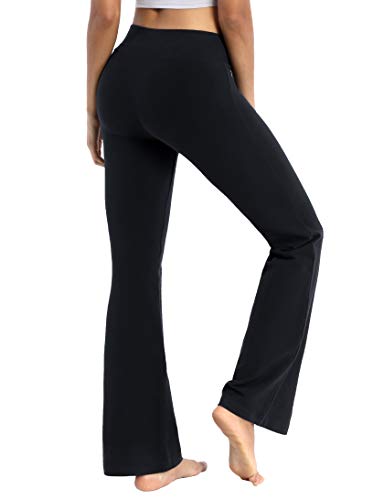 BUBBLELIME 29'/31'/33'/35' 4 Styles Women's Inner Pocket Bootcut Yoga Pants - Basic Cotton_Black XXL-33 Inseam(1)