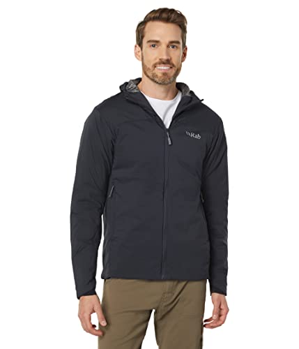 RAB Men's Xenair Alpine Light Hooded Synthetic Insulated Jacket for Hiking and Mountaineering - Ebony - X-Large