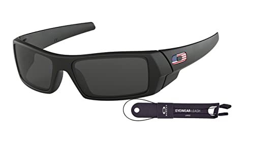 Oakley Gascan OO9014 Sunglasses Matte Black/USA Icon + BUNDLE Leash + BUNDLE with Designer iWear Eyewear Kit