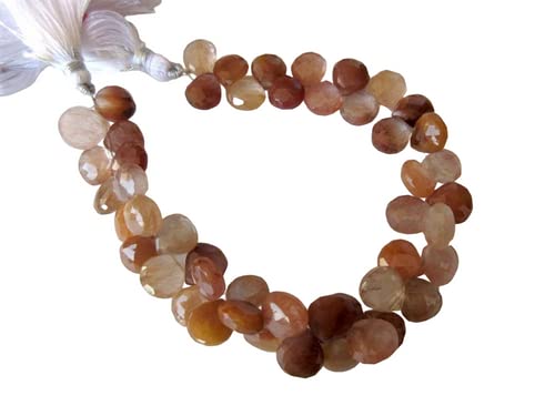 Natural Copper Gold Rutilated Quartz Heart Shaped Faceted Briolette Beads, Copper Rutile Quartz Beads Jewelry, 8' CHIK-STNRD-35170