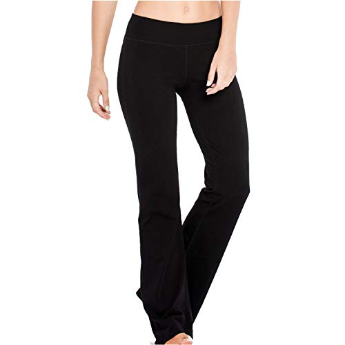 Houmous S-XXXL 29''31''33''35'' Inseam Women's Cotton Bootcut Pants Inner Pocket(Regular-33 Inseam-Black, XXX-Large)
