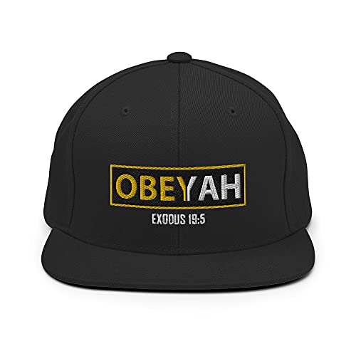 Obey Yah Hebrew Roots Movement Yahweh ObeyYah Embroidered Snapback Hat Black