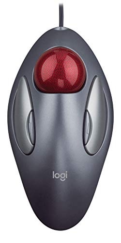 Logitech Trackman Marble Trackball – Wired USB Ergonomic Mouse for Computers, with 4 Programmable Buttons, Dark Gray