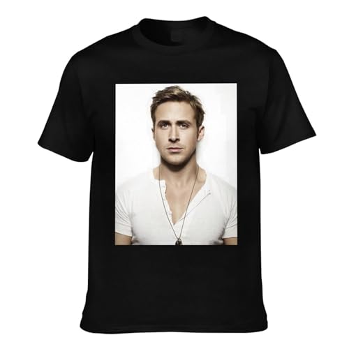 Arichwhoo Ryan Gosling Tshirt Short Sleeve 100% Cotton Top Crewneck Tees for Men Women （XSmall-4XLarge） Black