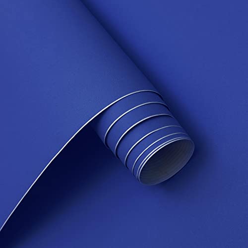 15.7'X118' Blue Peel and Stick Wallpaper Royal Blue Contact Paper Waterproof Self Adhesive Wallpaper Removable Easy to Clean Vinyl Film Decorative for Desk Wallcovering Furniture Countertop Cabinet
