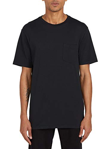 Volcom Men's Solid Modern Fit Pocket Short Sleeve Tee, black, Large