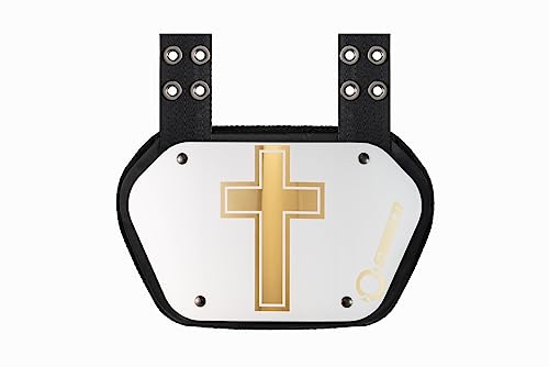 O Shield Golden Cross Chrome Football Back Plate, Lower Back Pads for Football Players, Rear Protector, Golden Cross White, Youth Fit