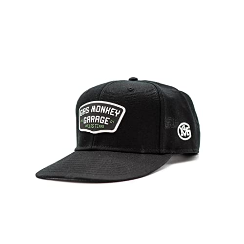 GAS MONKEY GARAGE Rubber Patch Flat Bill Hat - Black w/Green