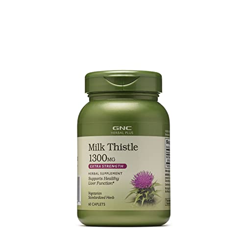 GNC Herbal Plus Milk Thistle 1300mg | Supports Healthy Liver Function | Vegetarian | 60 Count