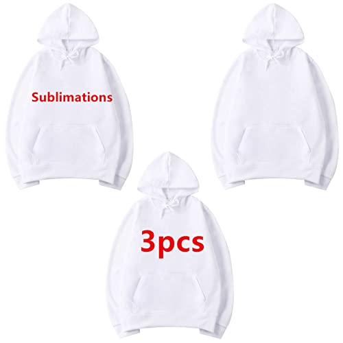 AiDiYGECO 3pcs Sublimation Hoodies Blank Men 100 Polyester Hoodie For Sublimation (M)