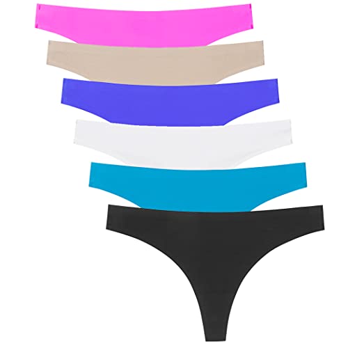 COSOMALL Seamless Thongs for Women No Show Thong Underwear Women Panties (T1 XXL)