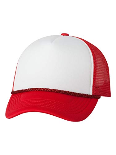 Valucap - Foam Mesh-Back Trucker Cap - VC700 - Adjustable - White/ Red