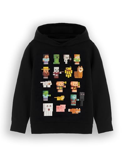 Minecraft Boys Hooded Sweatshirt | Kids & Teens Black Graphic Hoodie | Gaming Villain Sweater | Gamer Daywear Merchandise