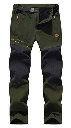BenBoy Men's Snow Ski Outdoor Waterproof Windproof Fleece Cargo Hiking Pants,AN-SF1602M-Army Green-L