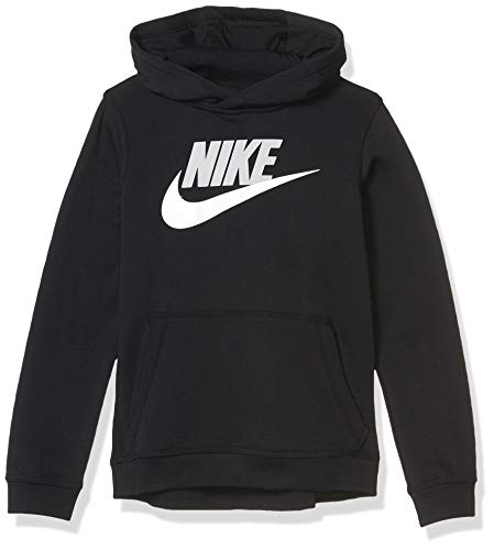 Nike Boy's Sportswear Club+ Hbr Pullover Hoodie, Black/(Light Smoke Grey), Medium