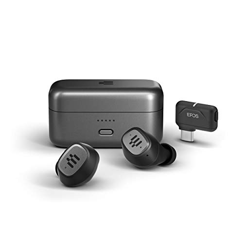 EPOS GTW 270 Hybrid Wireless Gaming Earbuds, Bluetooth & USB-C Dongle, Noise Reducing Closed Design, Dual Mics, Ergonomic Fit, IPX 5 Water Resistant, Portable Charging Case, 20 Hours of Playtime