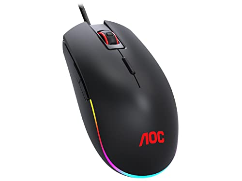 AOC Gaming RGB Gaming Mouse, NVIDIA Reflex Analyzer Compatible, Low Input Lag, OMRON (L&R) Switches, 5000 DPI, Customizable Buttons and On-The-Fly DPI Change, Light FX RGB, G-Menu Software GM500