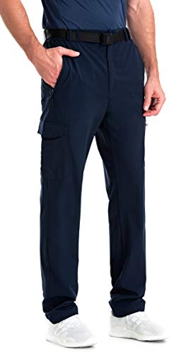clothin Men's Elastic-Waist Travel Pant Stretchy Lightweight Pant Multi-Pockets Quick Dry Breathable(Blue M-30)