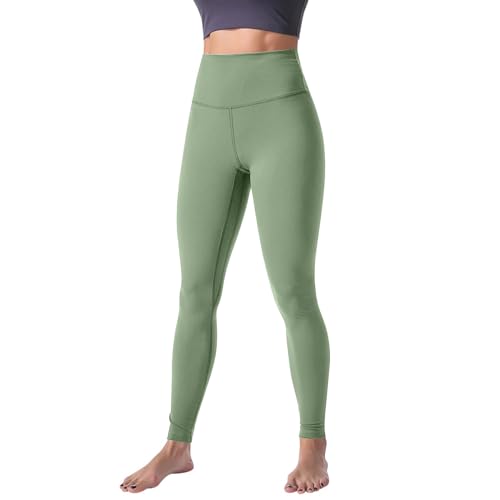 LAGKQS High Waisted Leggings for Women Soft Athletic Tummy Control Yoga Pants Solid Workout Tights Elastic Compression Pants for Running Cycling Yoga Mint Green L