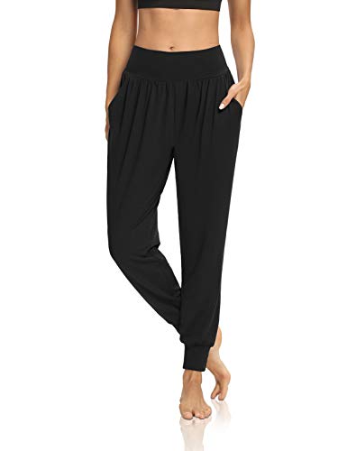DIBAOLONG Womens Yoga Joggers Loose Workout Sweat Pants Comfy Lounge Pants with Pockets Black XL