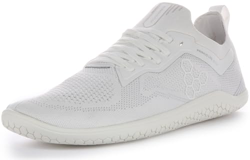 Vivobarefoot Primus Lite Knit, Mens Vegan Light Breathable Shoe with Barefoot Sole Bright White