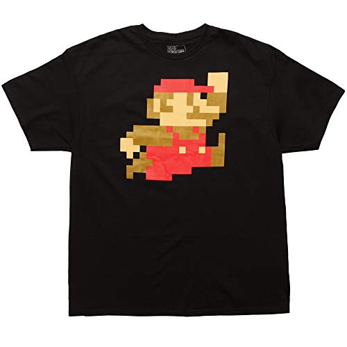 Nintendo Super Mario Bros 8-Bit Pixel Sprite T-Shirt-Black (Large)