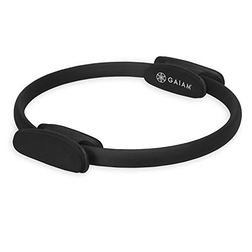 Gaiam Pilates Ring 15' Fitness Circle - Lightweight & Durable Foam Padded Handles | Flexible Resistance Exercise Equipment for Toning Arms, Thighs/Legs & Core, Black