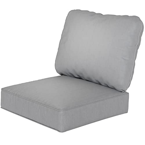 Sinovoy Patio Sofa Cushion 24Lx24W Outdoor Replacement Sectional Furniture Cushion with Back Cushion Breathable Water-Resistant Patio Chair Cushion (Grey)