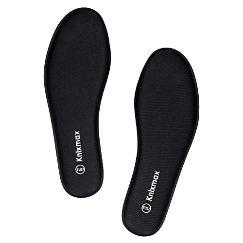 Knixmax Men's Memory Foam Insoles Comfort Shoe Inserts Replacement Innsersoles for Boots Sneakers Slippers Cushioned Shoe Pads Boot Liners Black EU 43