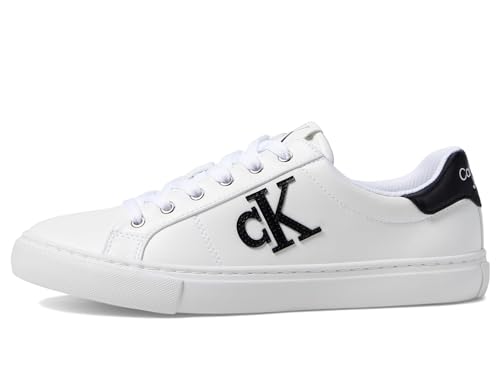 Calvin Klein Women's CALYSSE Sneaker, White/Black, 8.5