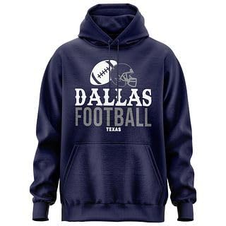 Printbox Originals Dallas Football Hoodie, Gameday Hoodie Dallas Apparel Hooded Sweater for Men Women Unisex Navy Blue