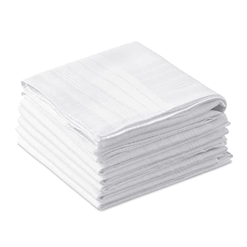 6 Packs Men’s White Pure Cotton Basic Handkerchief Hankies, Pocket Square
